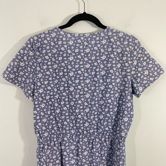 J Crew Women's Chambray Mini Floral Faux Wrap Dress Size S - Picture 6 of 7